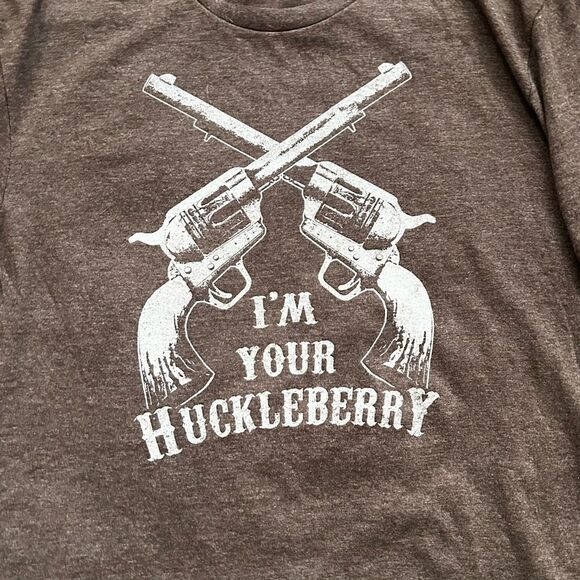 Tombstone “I’m Your Huckleberry” T-Shirt Heather Brown Cotton Blend Mens Large - Picture 2 of 7